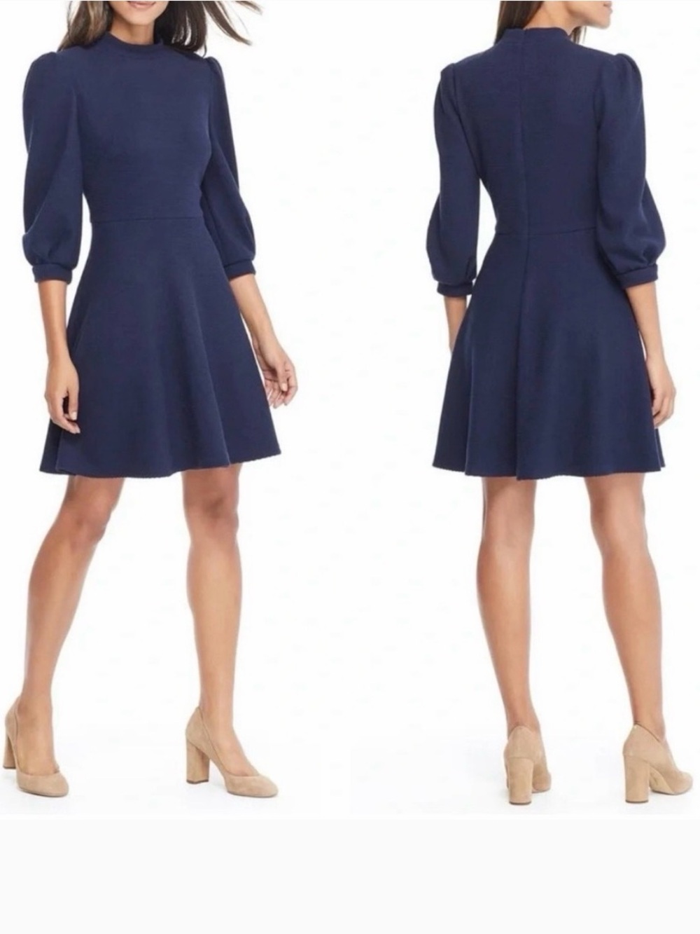 Gal Meets Glam Maggie Textured Puff-Sleeve Fit & Flare Dress